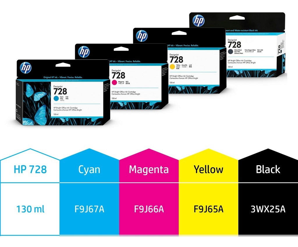 Kompletter Satz Tintenpatrone HP 728 (4 x130ml)